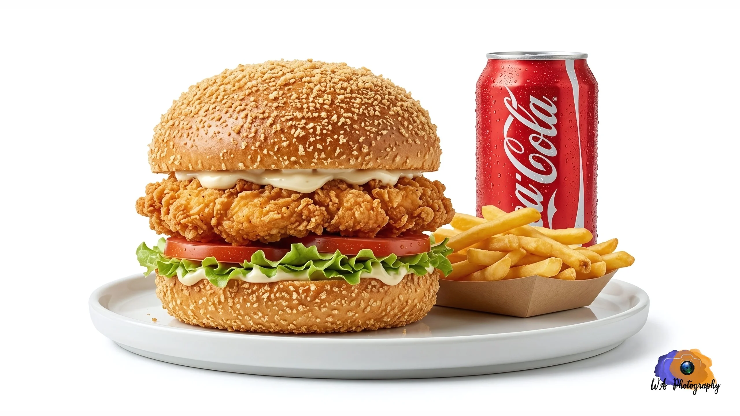 Chicken Burger Combo - Chicken burger, fries, and a drink at Simon King Donair Edmonton